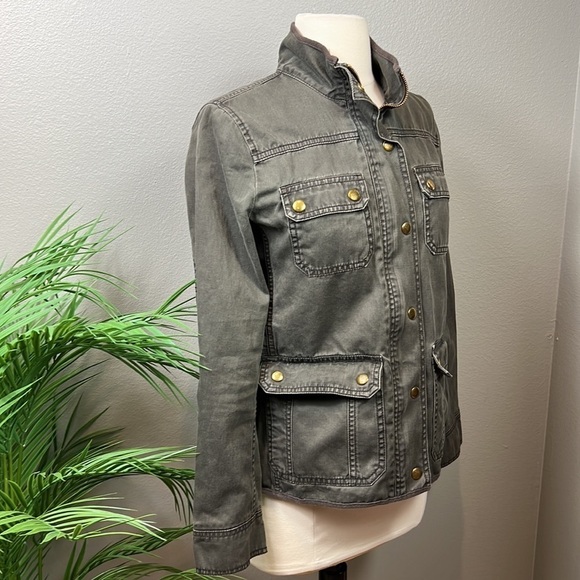 J. Crew Relaxed Boyfriend Jacket XS Dark Green Utility Field Coat 100% Cotton - Picture 4 of 15